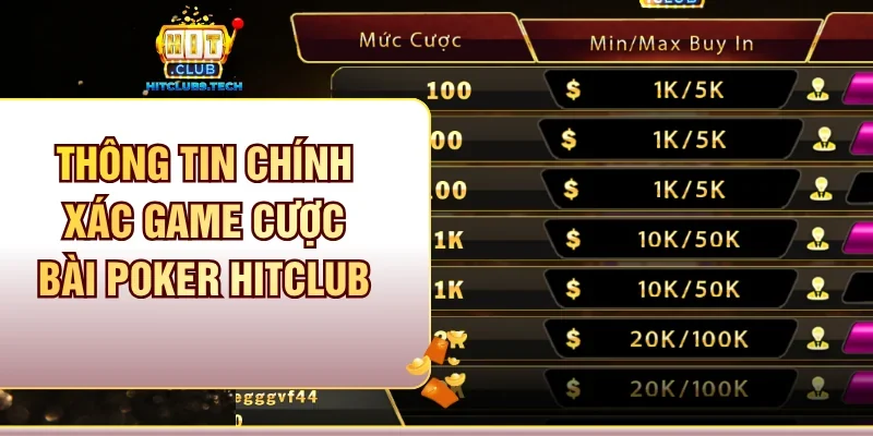 Thông tin chính xác game cược bài Poker Hitclub